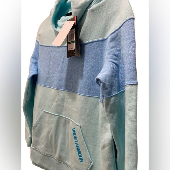 Under Armour Hoodie Youth Pullover Blue Colorblock Funnel Neck Sweatshirt 0130 - Picture 2 of 10